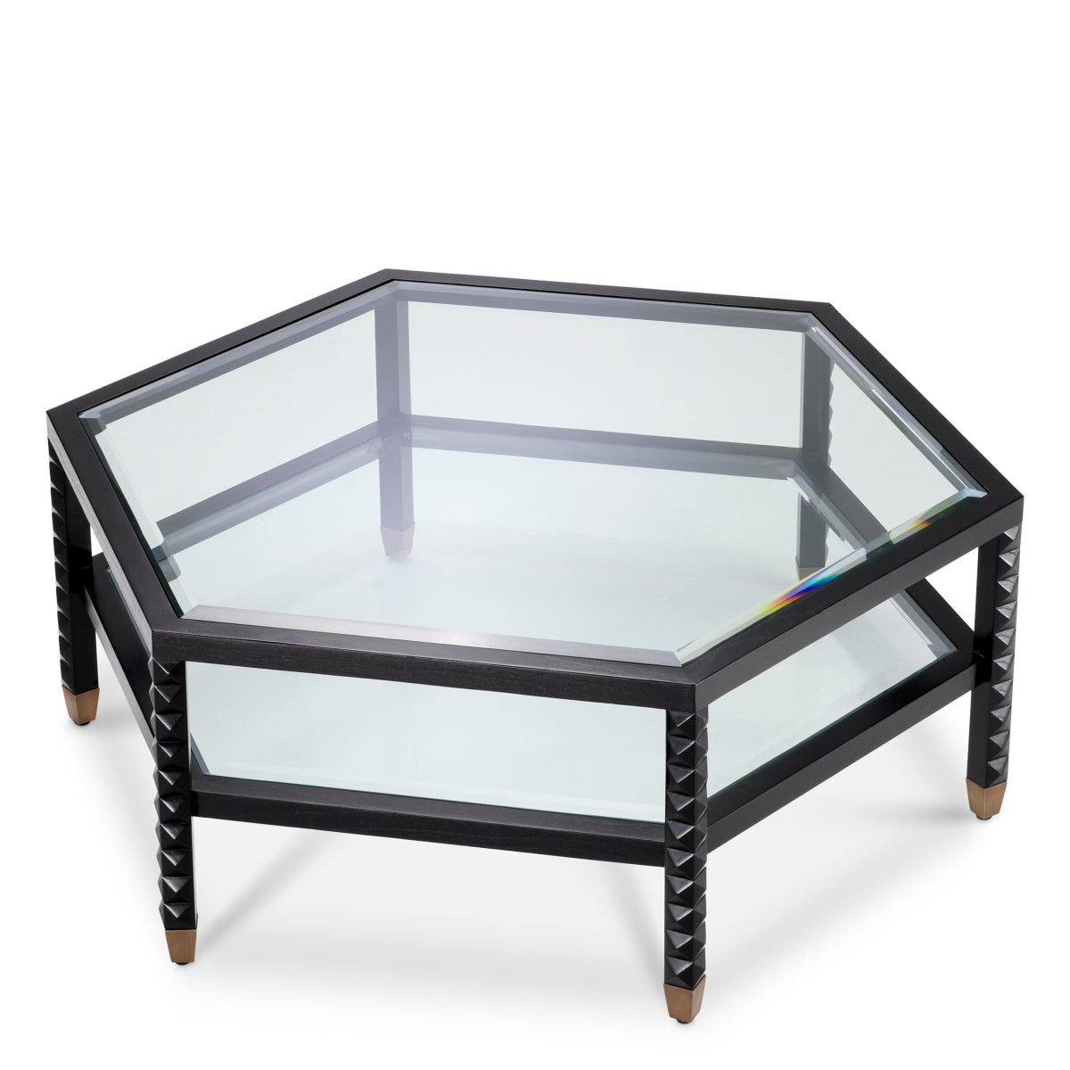 Eichholtz Cornelius Coffee Table, Classic Black, Bevelled Glass (119502)
