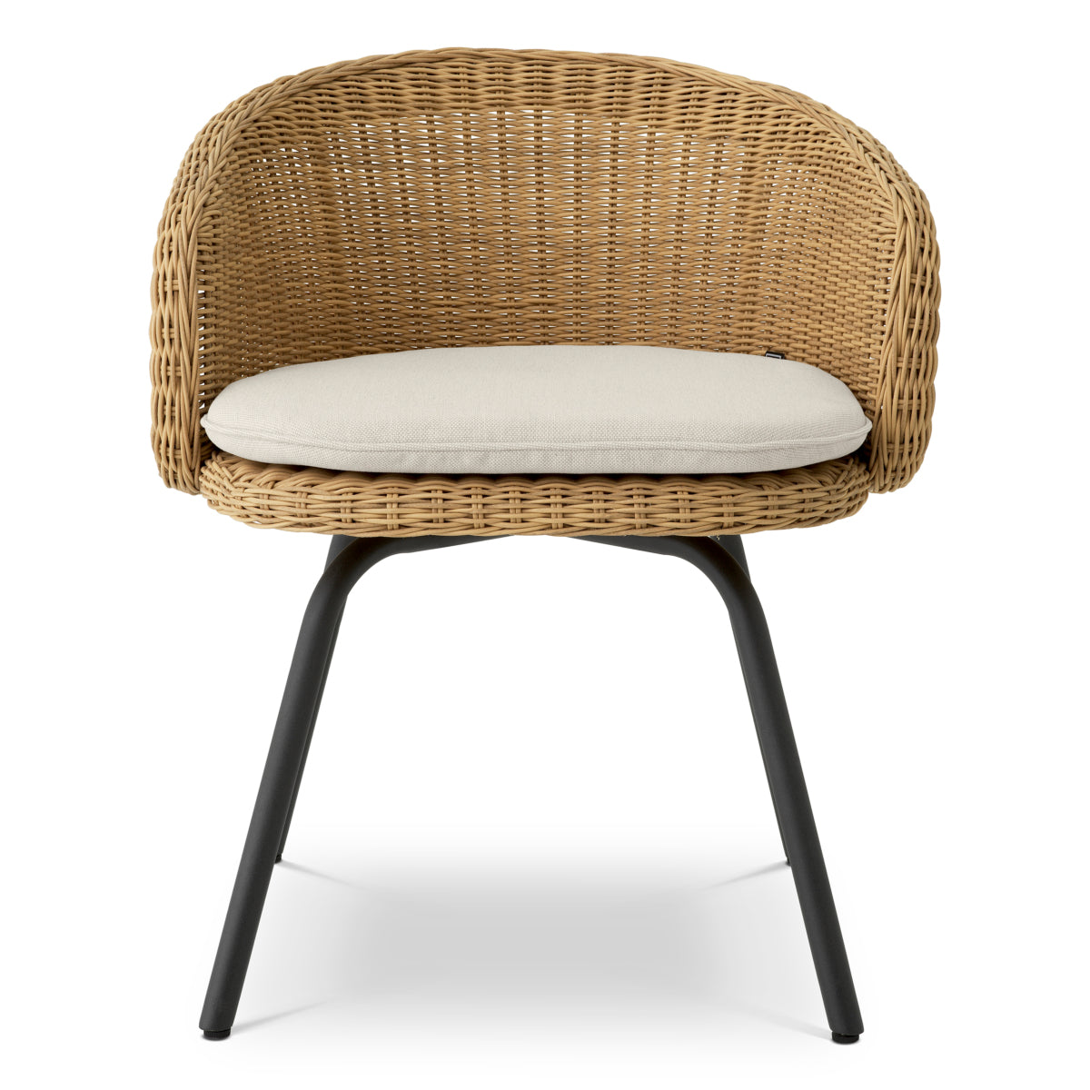 Eichholtz Nolan Outdoor Dining Chair, Viola Sand, Faux Rattan, Black Legs (A119555)