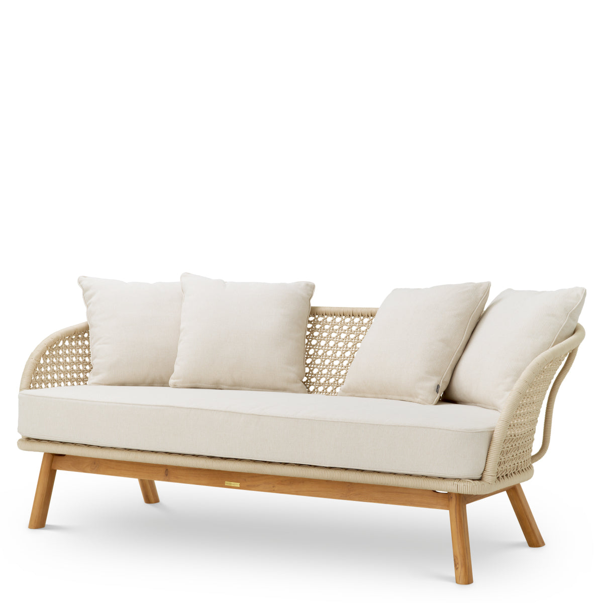 Eichholtz Trinity Outdoor Sofa, Viola Sand, Natural Teak, Cream Rope (A119559)