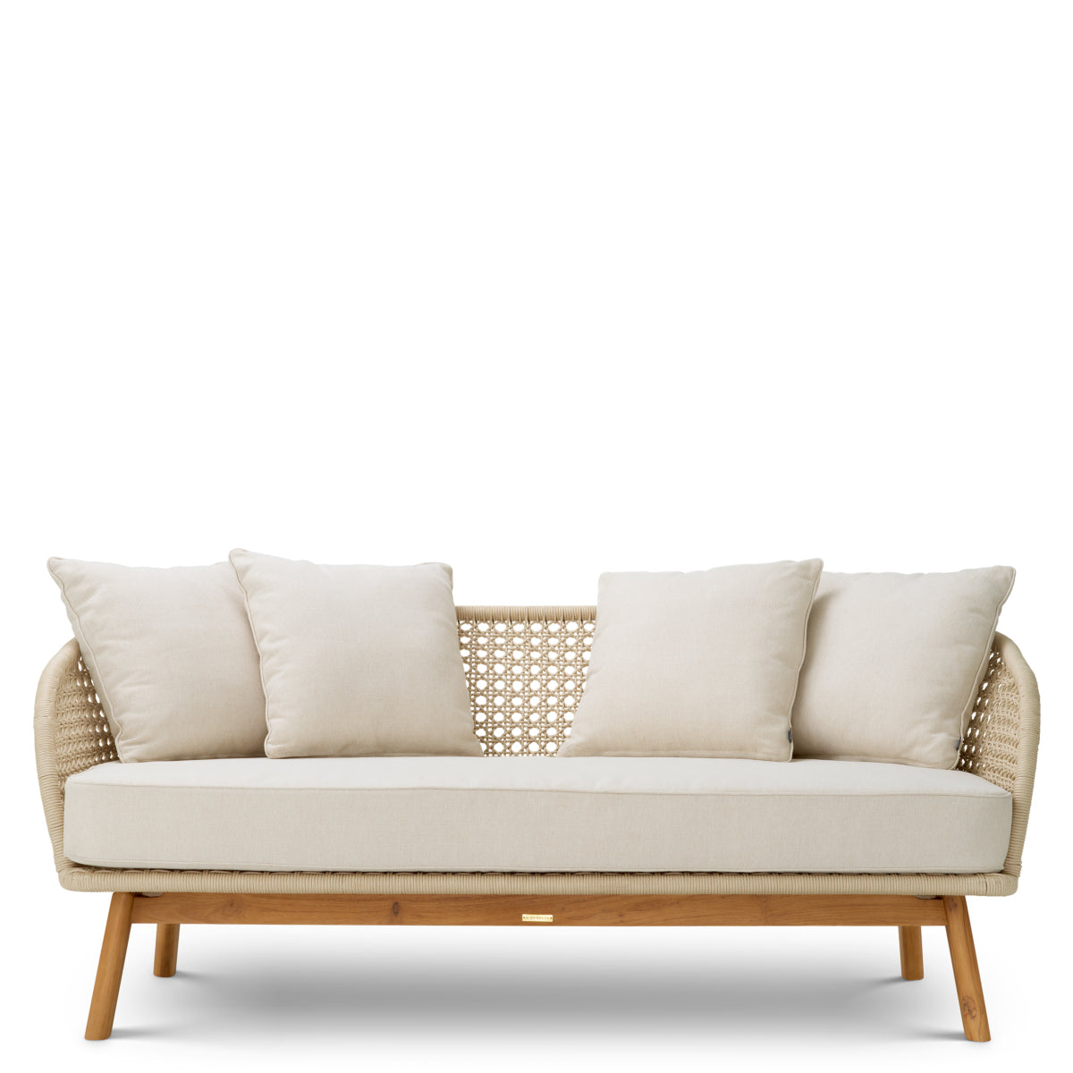 Eichholtz Trinity Outdoor Sofa, Viola Sand, Natural Teak, Cream Rope (A119559)