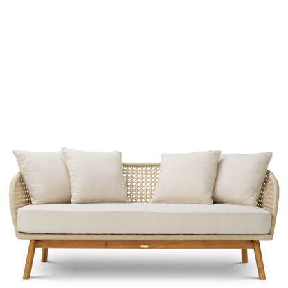 Eichholtz Trinity Outdoor Sofa, Viola Sand, Natural Teak, Cream Rope (A119559)