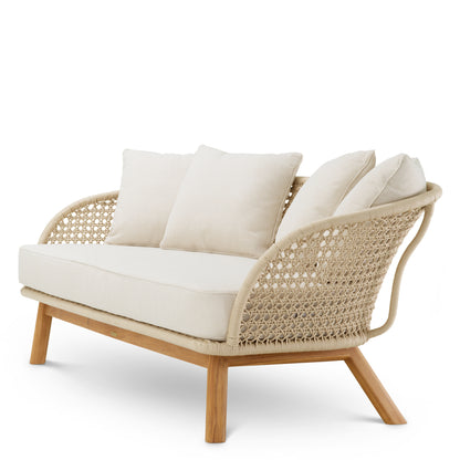 Eichholtz Trinity Outdoor Sofa, Viola Sand, Natural Teak, Cream Rope (A119559)