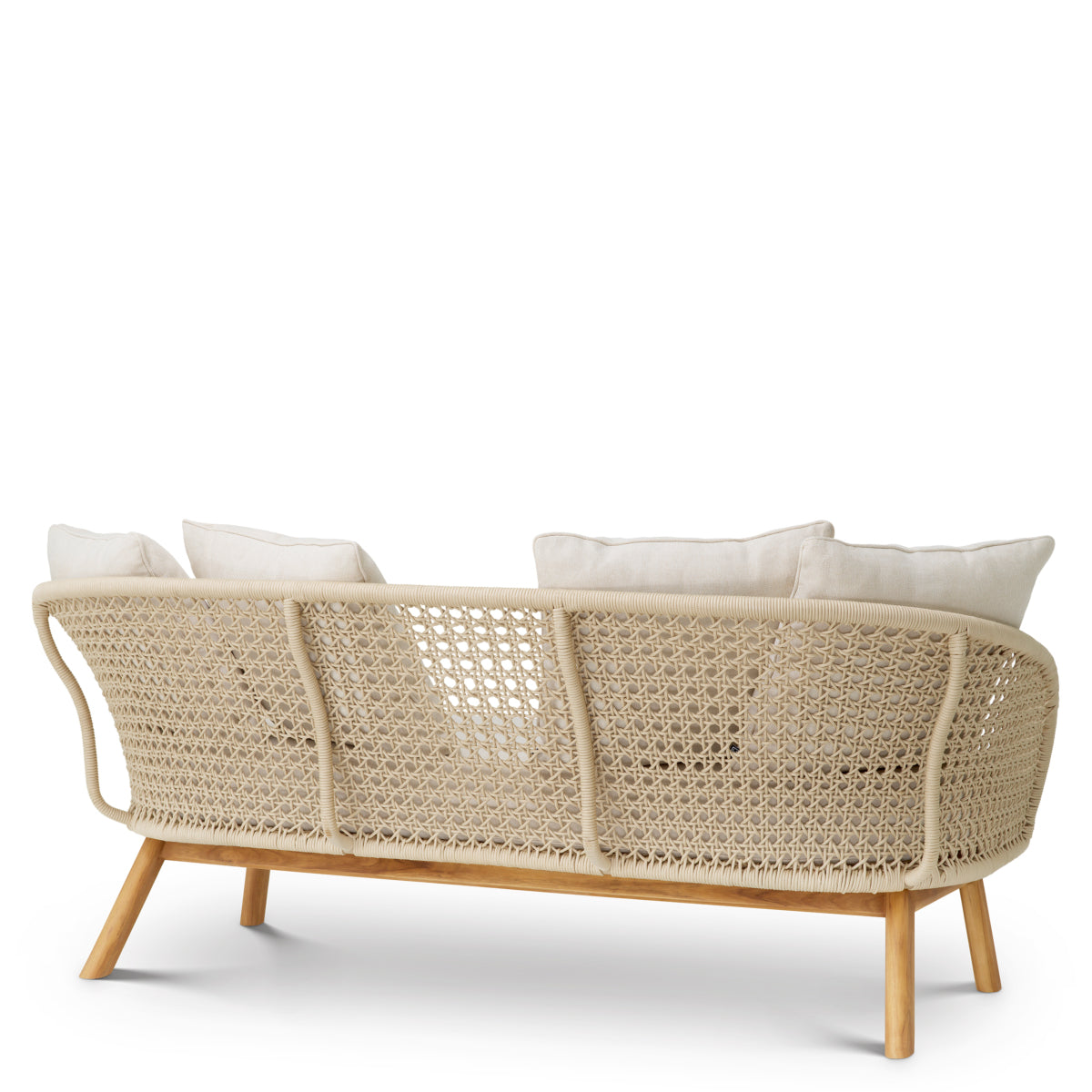 Eichholtz Trinity Outdoor Sofa, Viola Sand, Natural Teak, Cream Rope (A119559)
