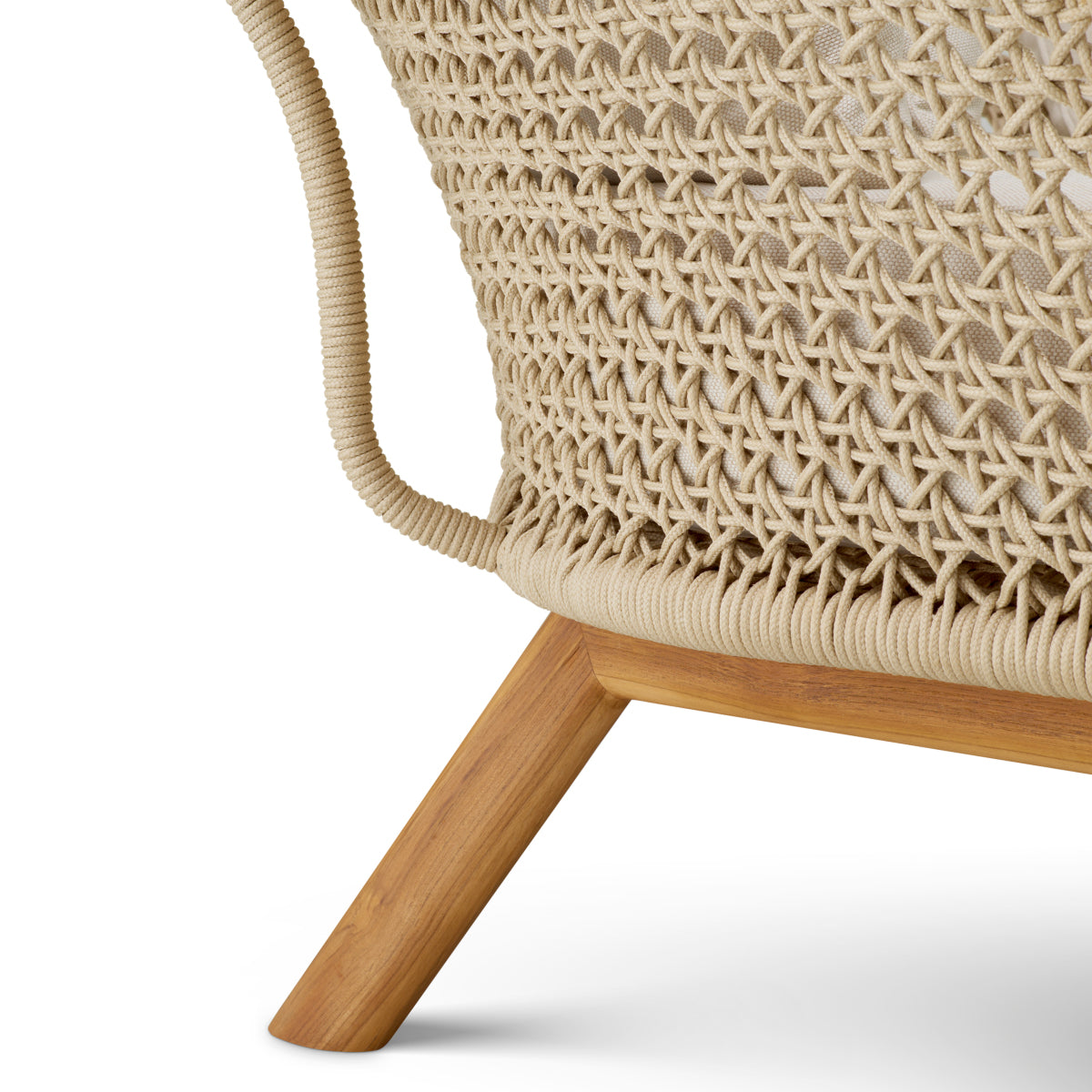Eichholtz Trinity Outdoor Sofa, Viola Sand, Natural Teak, Cream Rope (A119559)
