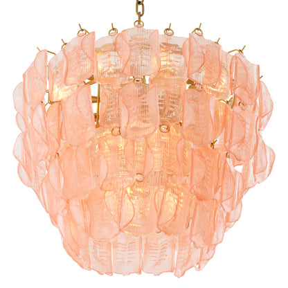 Eichholtz Solange Chandelier, Pink Handmade Glass, Antique Brass (119659UL)