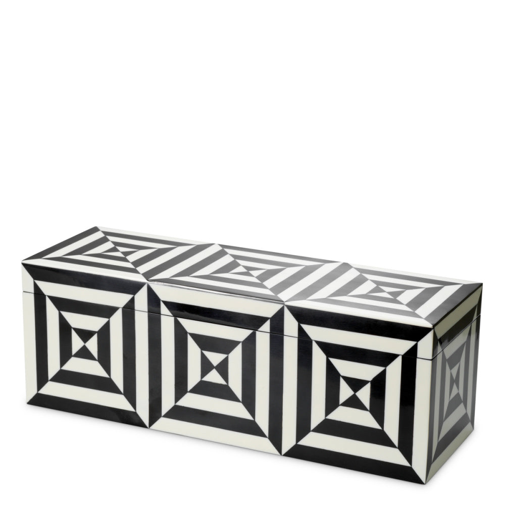 Eichholtz Hawtrone Box, Black And White Resin Inlay Design (119959)