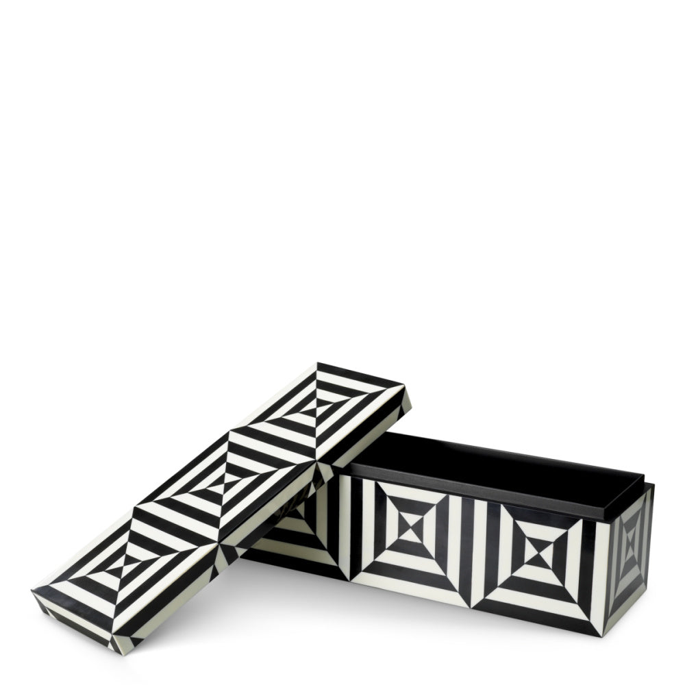 Eichholtz Hawtrone Box, Black And White Resin Inlay Design (119959)