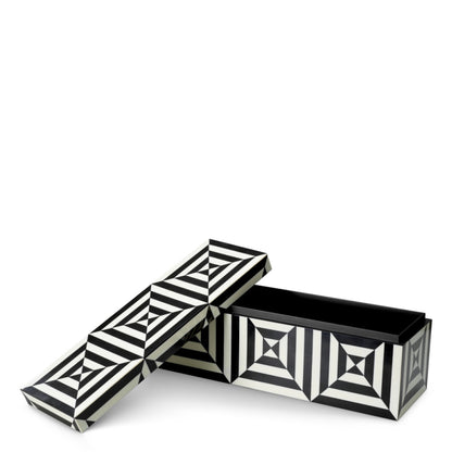 Eichholtz Hawtrone Box, Black And White Resin Inlay Design (119959)