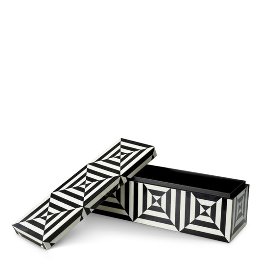 Eichholtz Hawtrone Box, Black And White Resin Inlay Design (119959)
