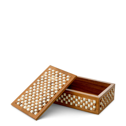Eichholtz Cavendish Box, Small, Wood, White And Brown Beads (119960)