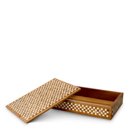 Eichholtz Cavendish Box, Large, Wood, White And Brown Beads (119961)
