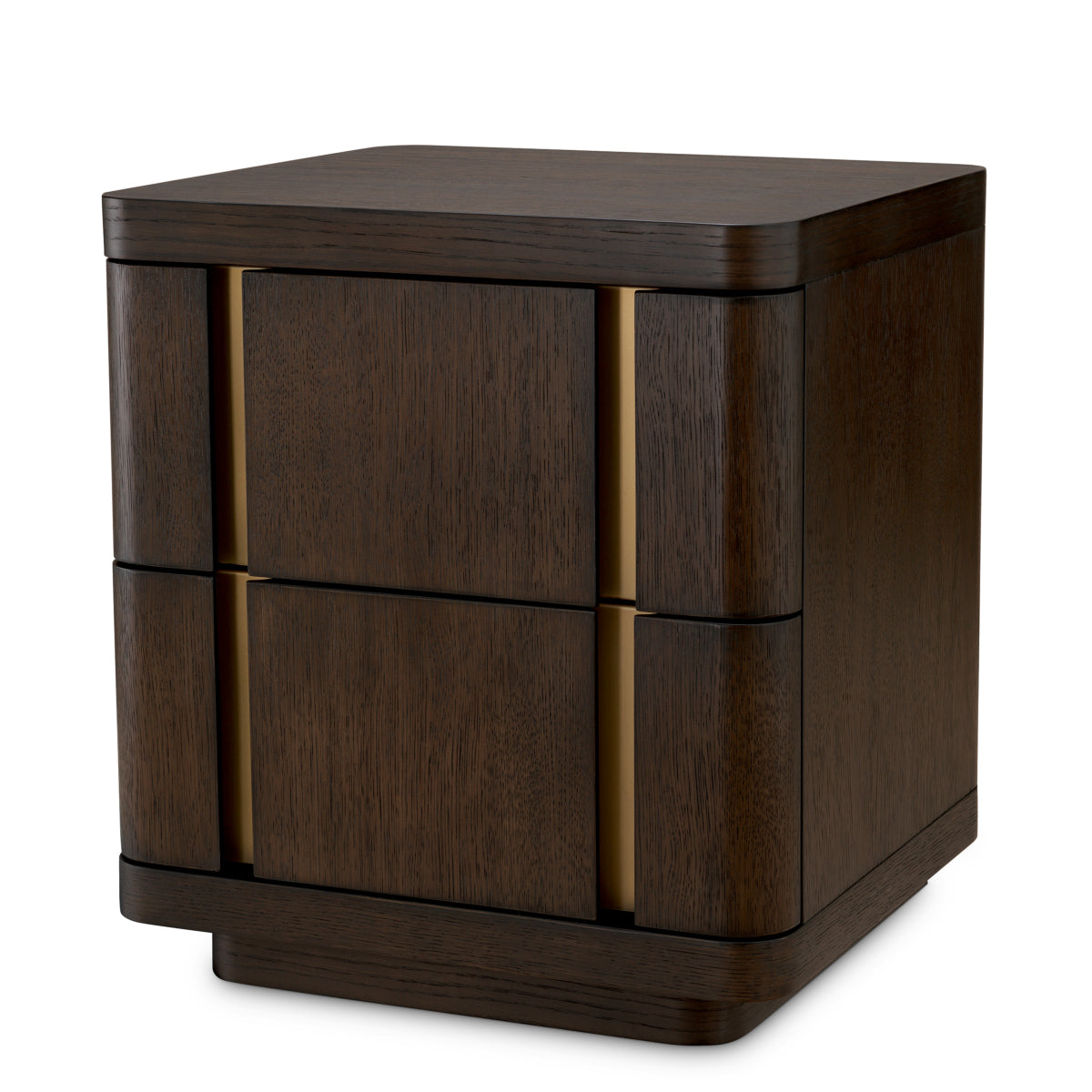Eichholtz Modesto Nightstand, Small, Mocha Oak Veneer, Brushed Brass (119971)