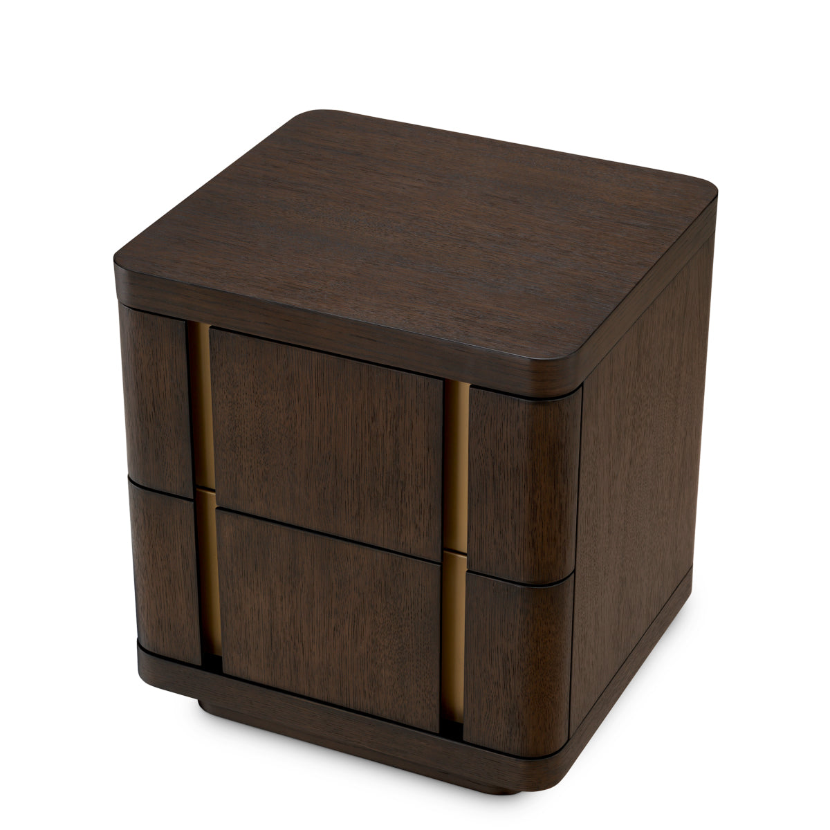 Eichholtz Modesto Nightstand, Small, Mocha Oak Veneer, Brushed Brass (119971)