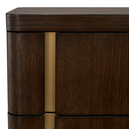 Eichholtz Modesto Nightstand, Small, Mocha Oak Veneer, Brushed Brass (119971)
