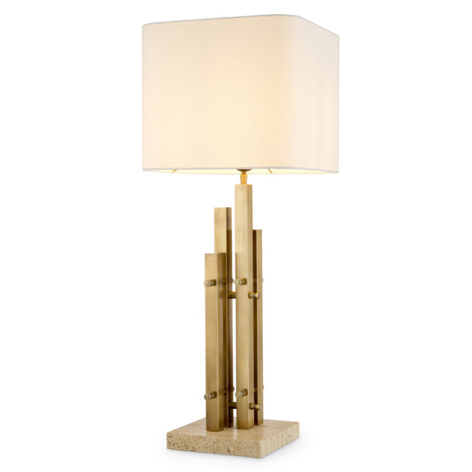 Eichholtz Destino Table Lamp, Vintage Brass, Travertine Base (119990UL)