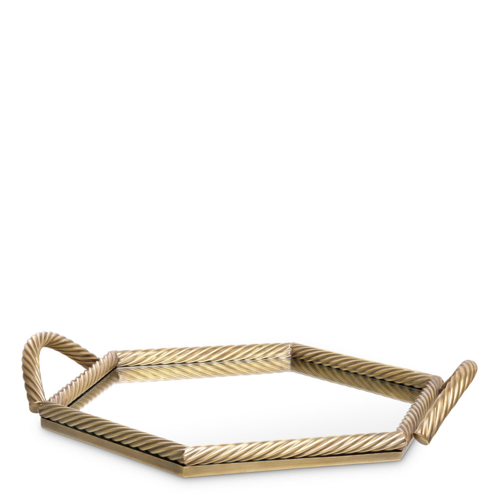 Eichholtz Salvi Hexagon Tray, Vintage Brass (119993)