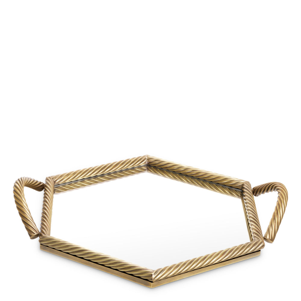 Eichholtz Salvi Hexagon Tray, Vintage Brass (119993)