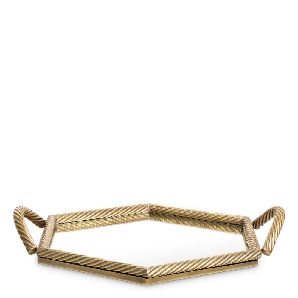 Eichholtz Salvi Hexagon Tray, Vintage Brass (119993)