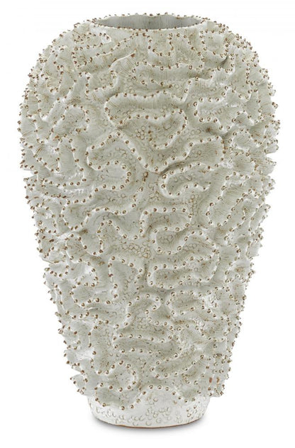 Currey and Company Swirl Large White Vase White, Gold