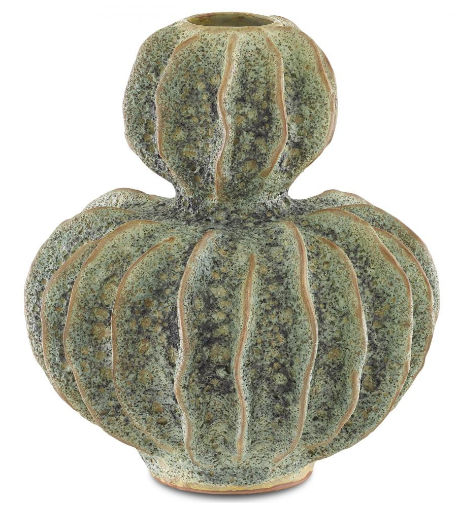 Currey and Company Sunken Boat Double Gourd Green Vase Moss Green