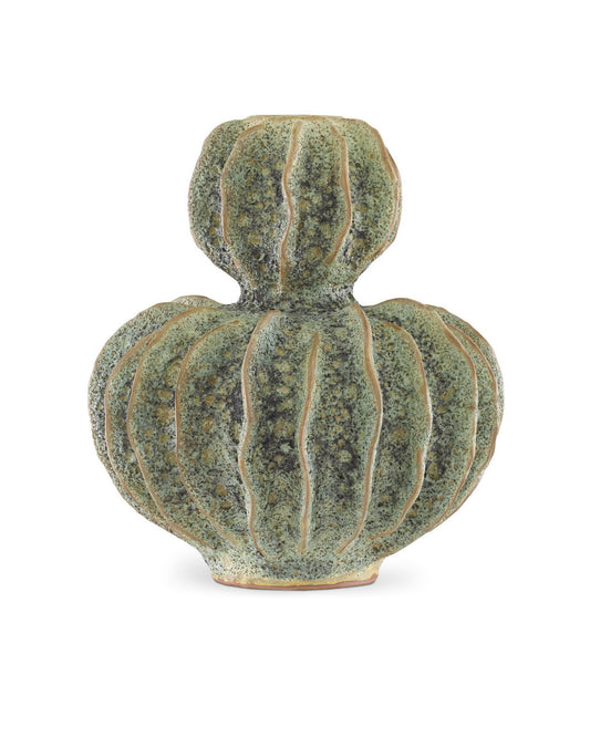 Sunken Boat Double Gourd Green Vase, Currey and Company 1200-0299