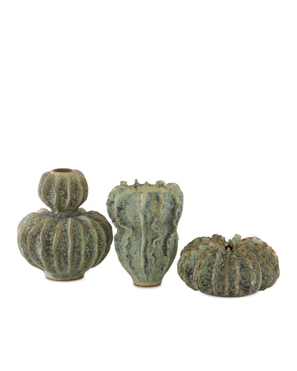 Sunken Boat Double Gourd Green Vase, Currey and Company 1200-0299