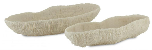 Currey and Company Island Ivory Tray, Set of 2 Ivory