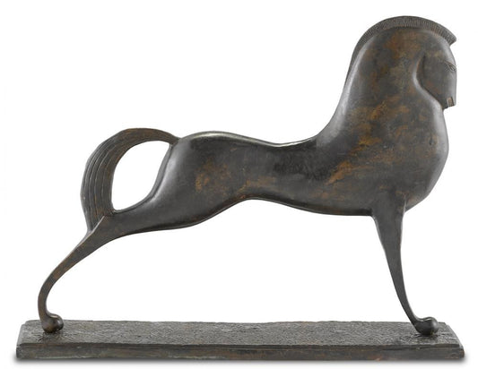 Currey and Company Assyrian Horse Bronze Dark Brown