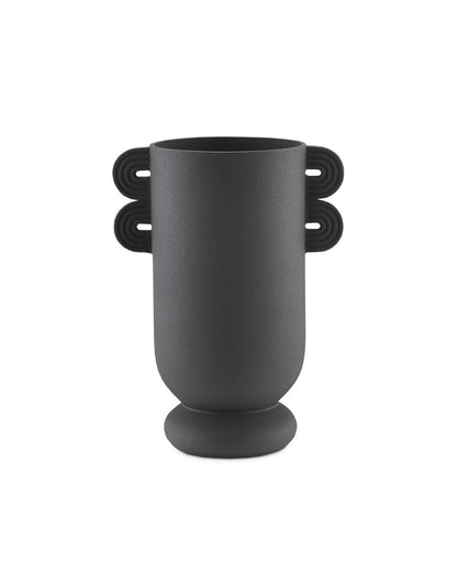 Currey and Company Happy 40 Straight Black Vase Textured Black
