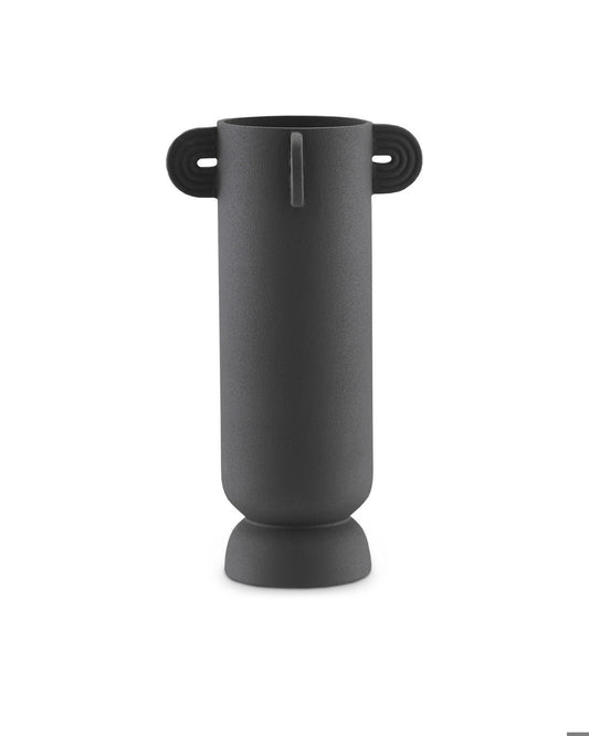 Currey and Company Happy 40 Tube Black Vase Textured Black