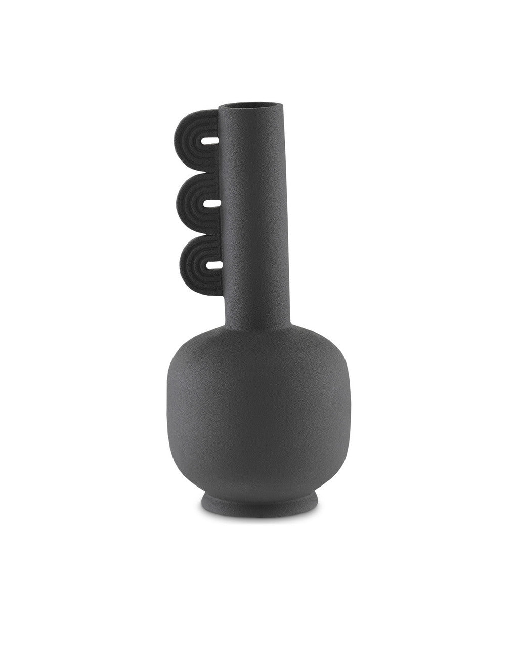 Currey and Company Happy 40 Three Wings Black Vase Textured Black