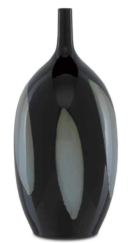 Currey and Company Let Us Twist the Glass Tall Black Vase Black, Blue