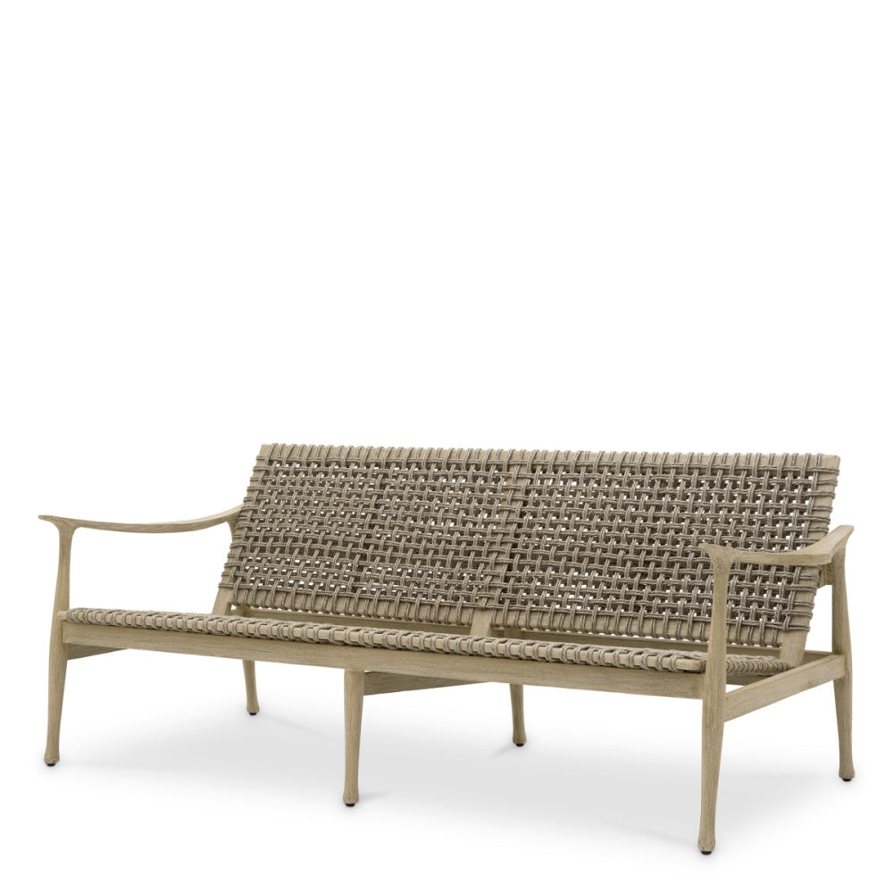 Eichholtz Manzo Outdoor Sofa, Aged Teak, Greige Rope (120140)