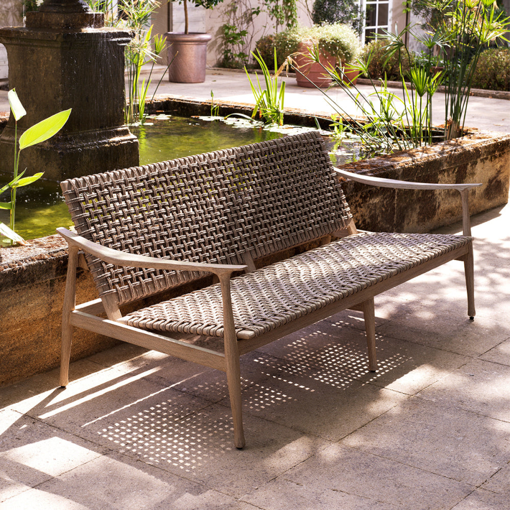 Eichholtz Manzo Outdoor Sofa, Aged Teak, Greige Rope (120140)