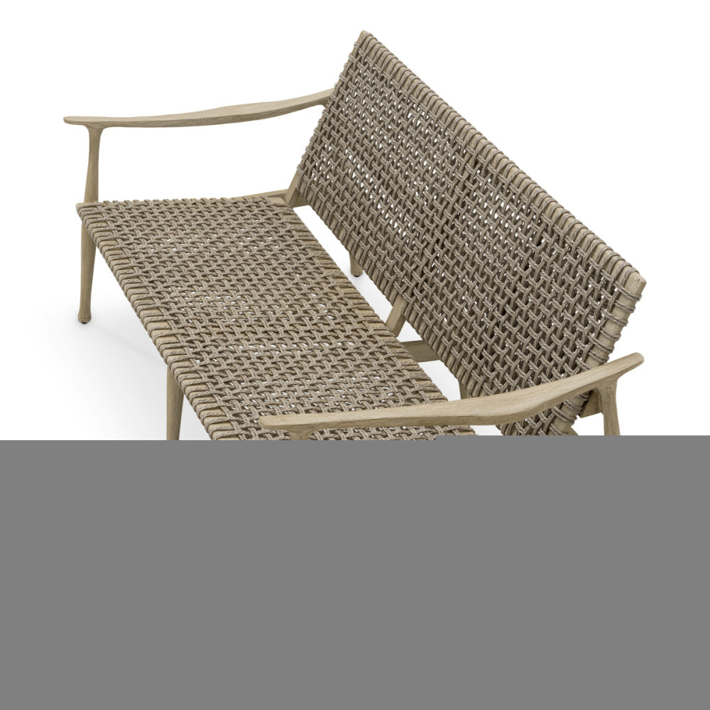 Eichholtz Manzo Outdoor Sofa, Aged Teak, Greige Rope (120140)