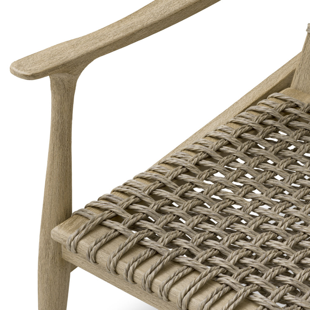 Eichholtz Manzo Outdoor Sofa, Aged Teak, Greige Rope (120140)
