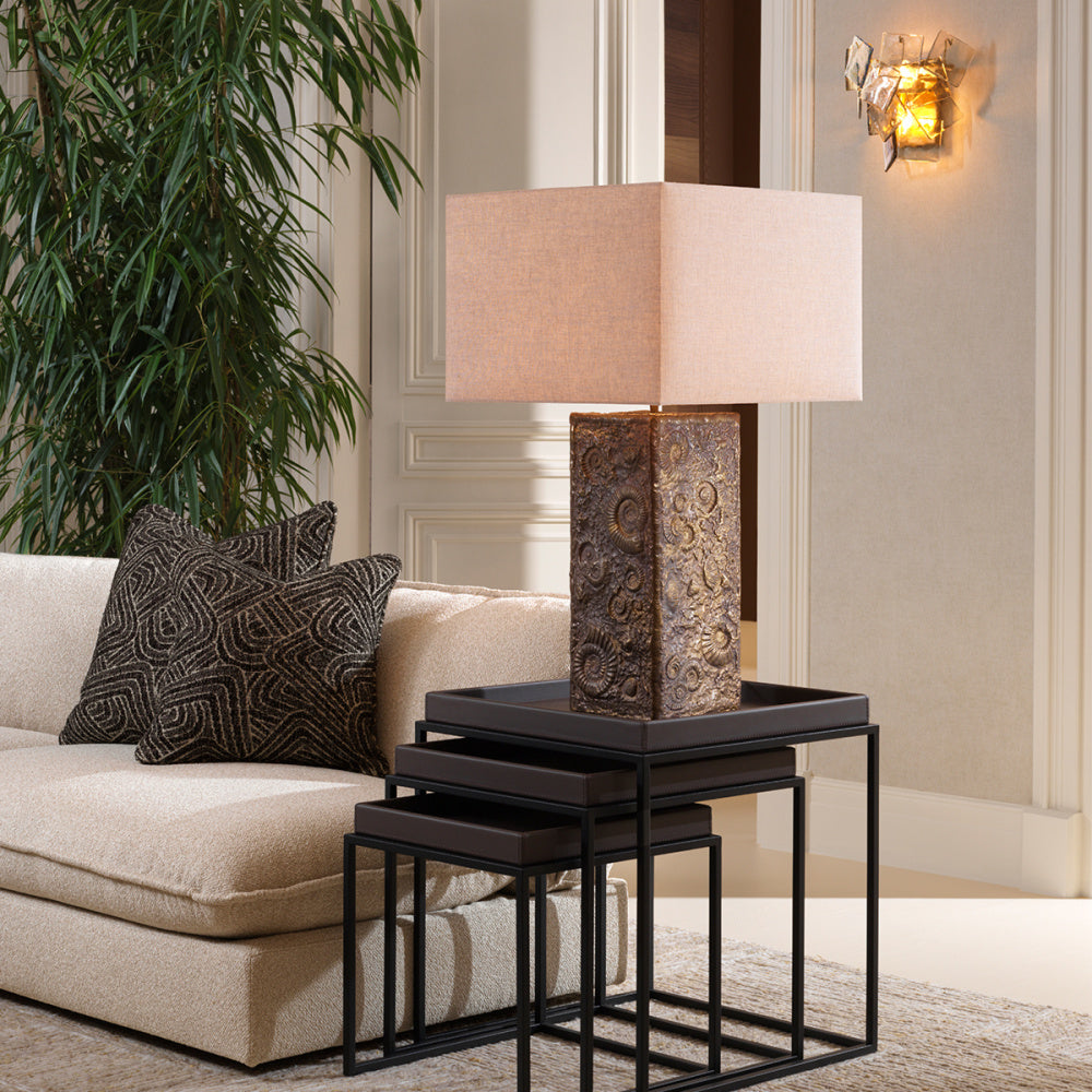 Eichholtz Léonard Side Table, Dark Brown Faux Leather, Black (120246)