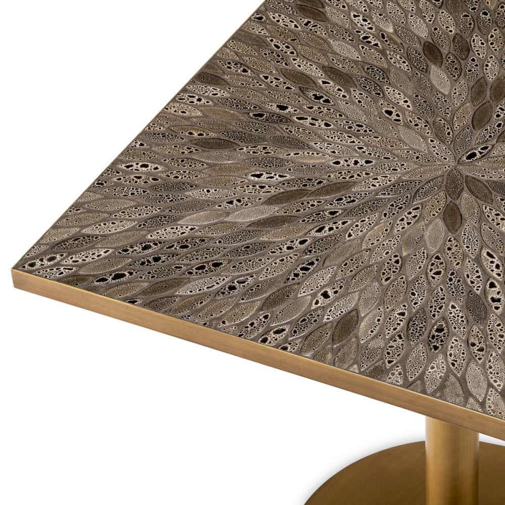 Eichholtz Declan Square Dining Table, Antique Brass (120251)