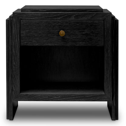 Eichholtz ArtDeco Nightstand, Charcoal Grey Oak Veneer, Bronze (120277)