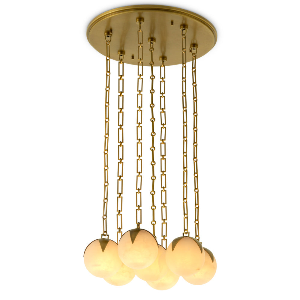 Eichholtz Alesa Chandelier, Large, Antique Brass, Alabaster (120295UL)