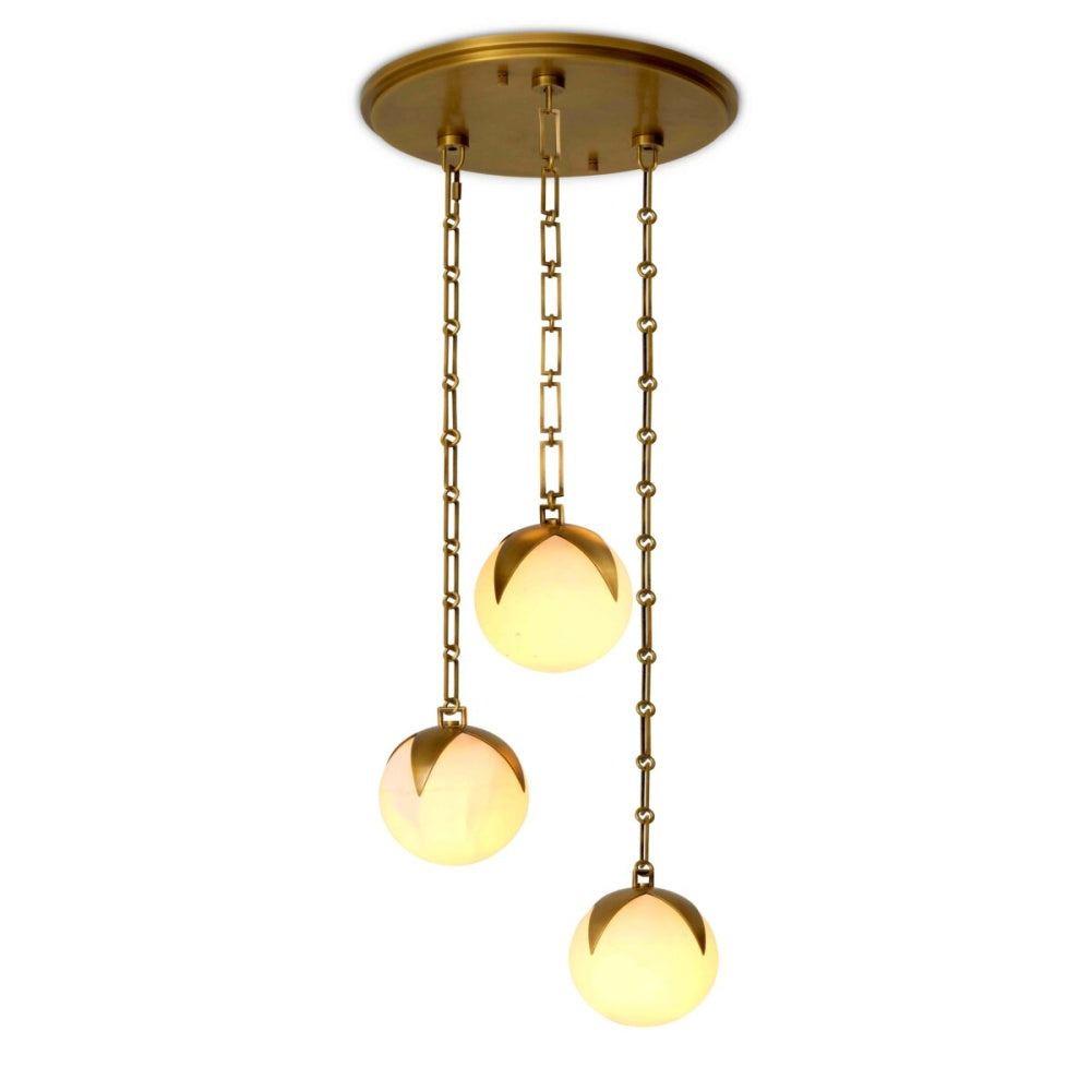 Eichholtz Alesa Chandelier, Small, Antique Brass, Alabaster (120296UL)