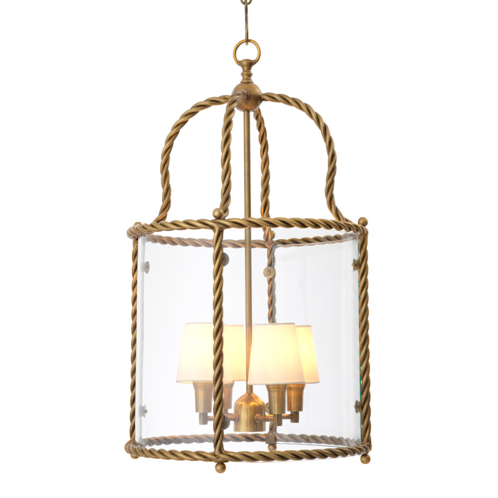 Eichholtz Preston Pendant, Vintage Brass, Clear Glass (120304UL)