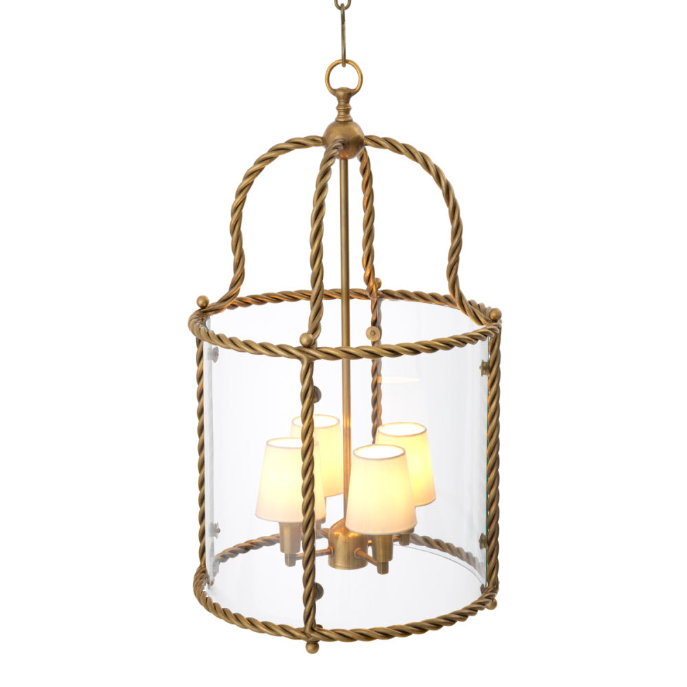 Eichholtz Preston Pendant, Vintage Brass, Clear Glass (120304UL)