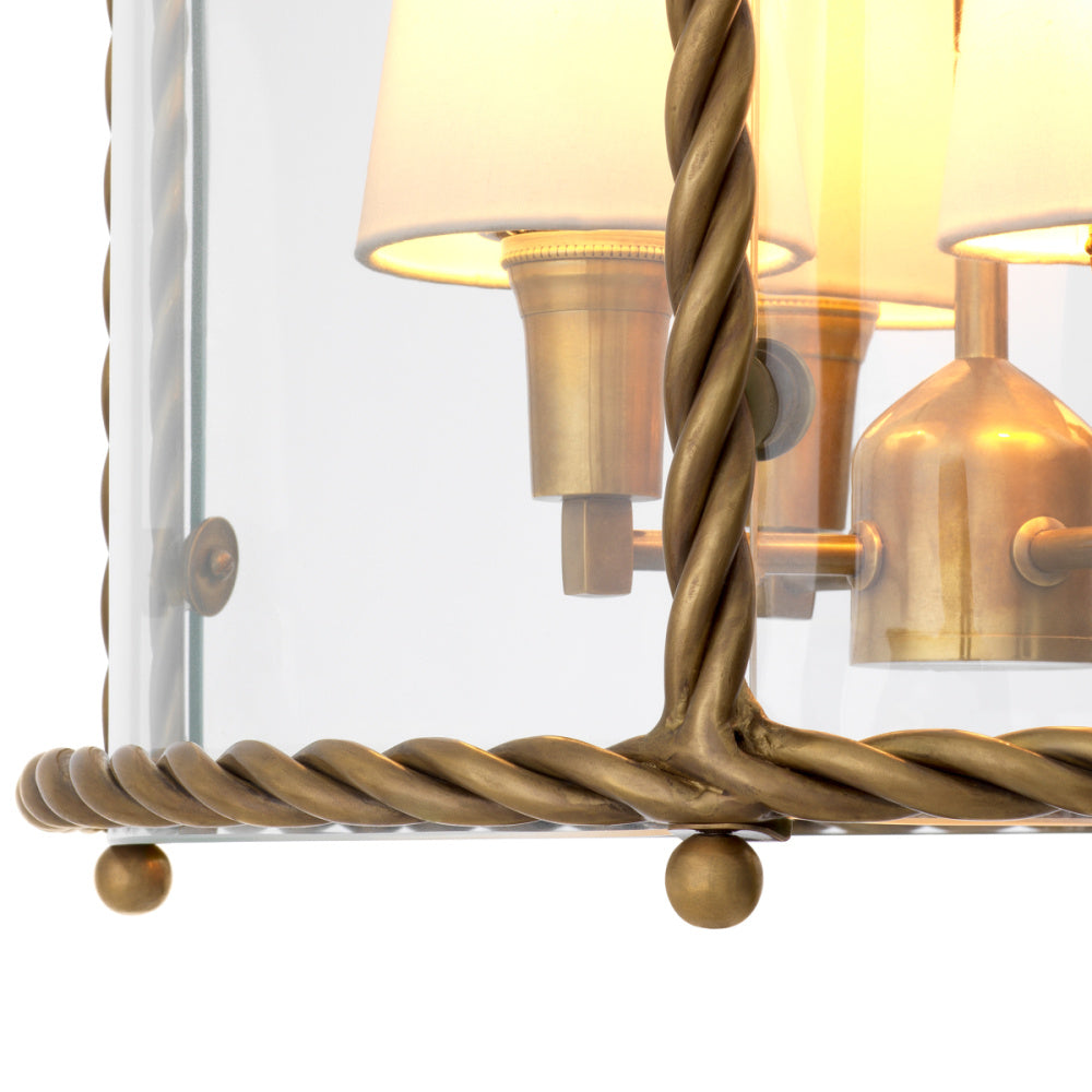 Eichholtz Preston Pendant, Vintage Brass, Clear Glass (120304UL)