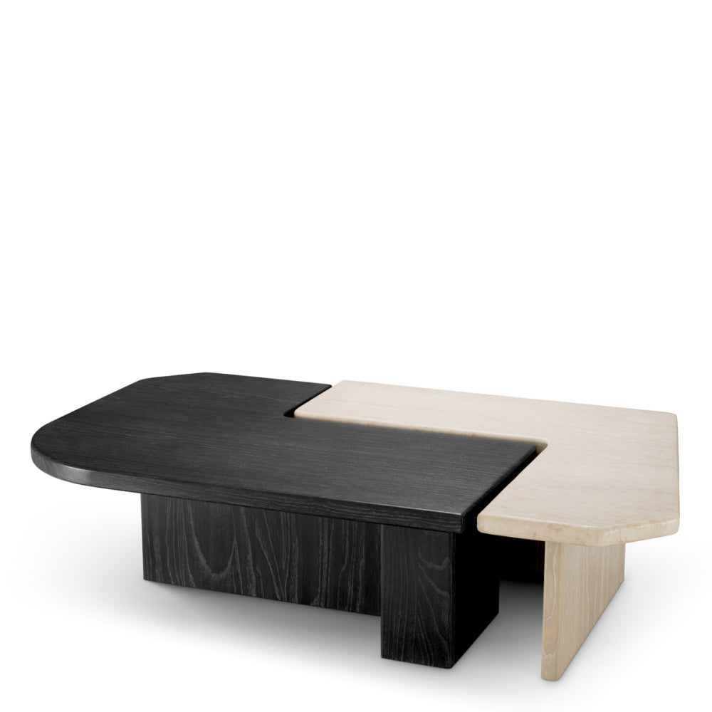Eichholtz Yardham Coffee Table, Charcoal Grey Oak Veneer, Beige Marble (120359)