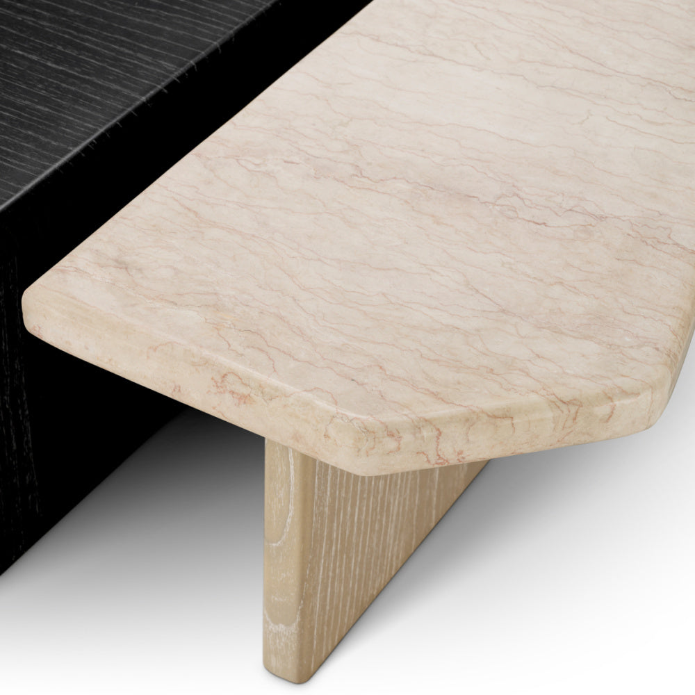 Eichholtz Yardham Coffee Table, Charcoal Grey Oak Veneer, Beige Marble (120359)