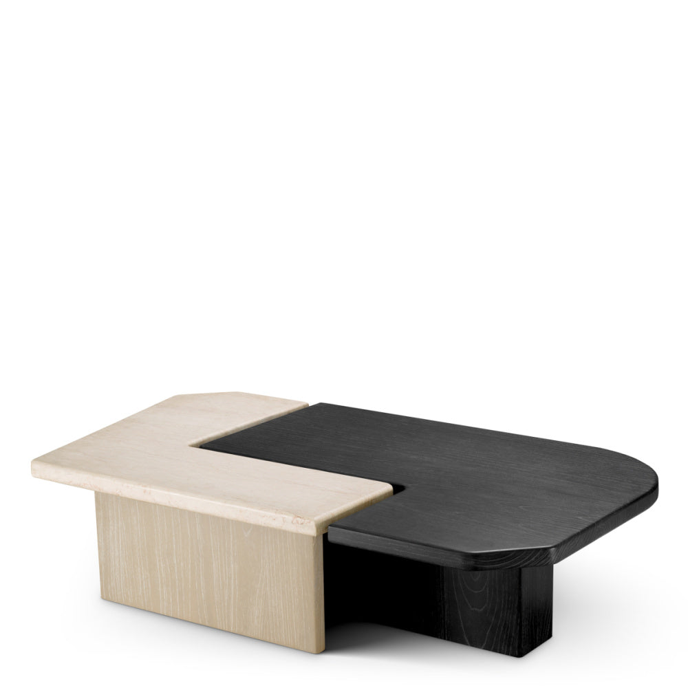 Eichholtz Yardham Coffee Table, Charcoal Grey Oak Veneer, Beige Marble (120359)