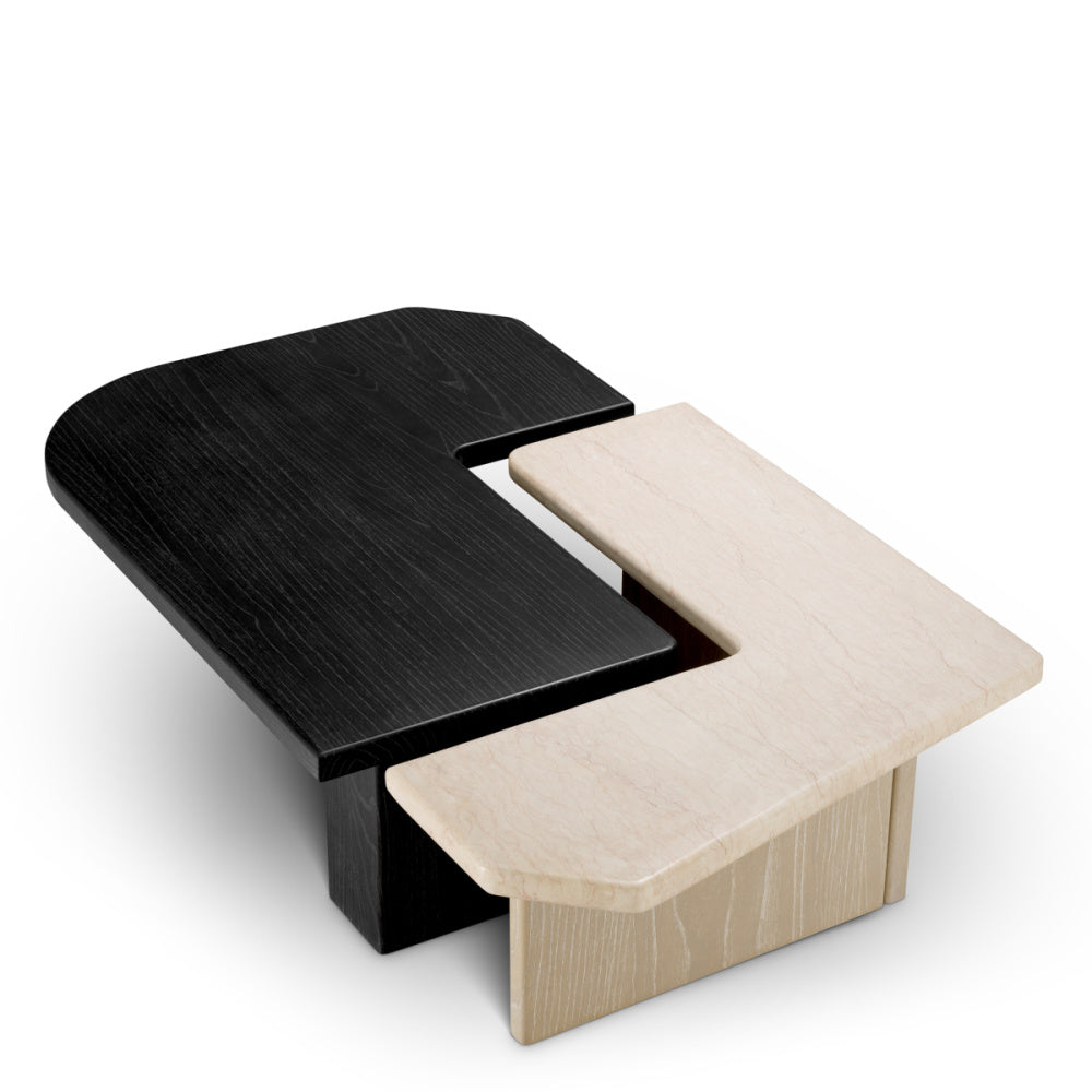 Eichholtz Yardham Coffee Table, Charcoal Grey Oak Veneer, Beige Marble (120359)