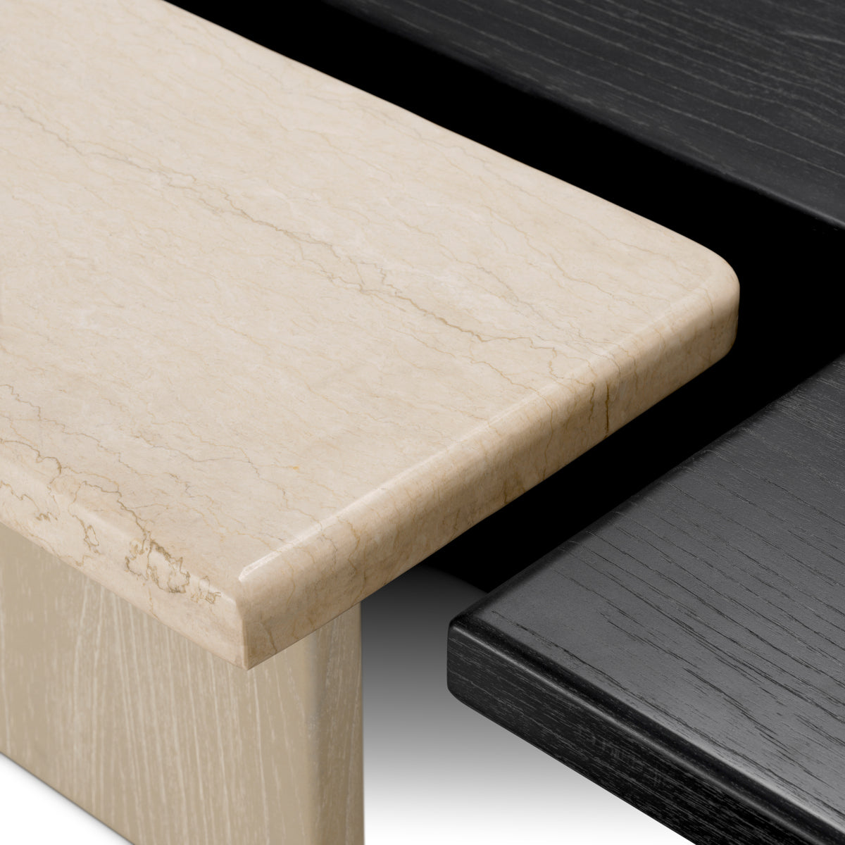 Eichholtz Yardham Coffee Table, Charcoal Grey Oak Veneer, Beige Marble (120359)