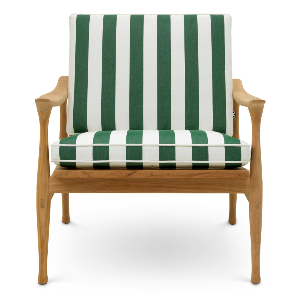 Eichholtz Manzo Outdoor Chair, Natural Teak, Florent Green (120455)